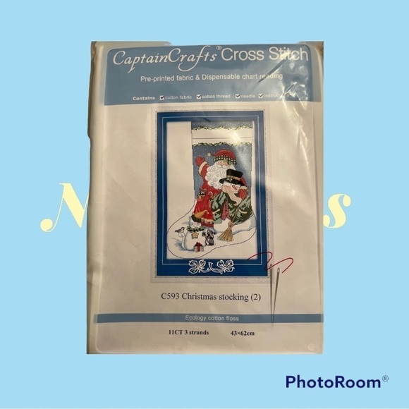 CAPTAINS CRAFT’S CROSS STITCH CHRISTMAS STOCKING NEW - Picture 1 of 3